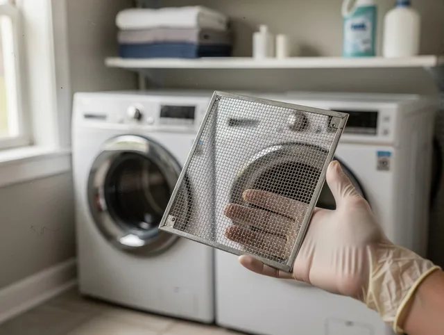 Seal Beach Dryer Vent Cleaning specialist performing detailed lint trap cleaning service in Seal Beach