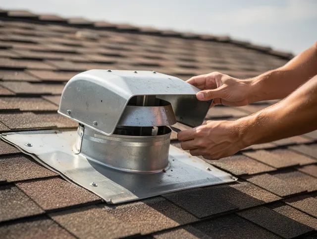 Seal Beach Dryer Vent Cleaning certified technician safely cleaning a roof-mounted dryer vent in Seal Beach