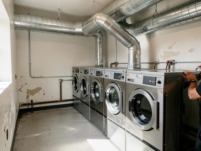 Seal Beach Dryer Vent Cleaning team performing large-scale commercial dryer vent cleaning in Seal Beach