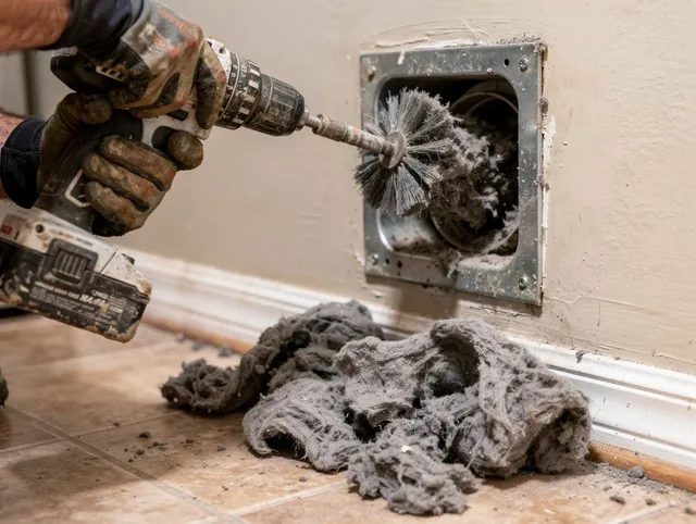 Certified Seal Beach Dryer Vent Cleaning technician performing dryer vent cleaning in Seal Beach