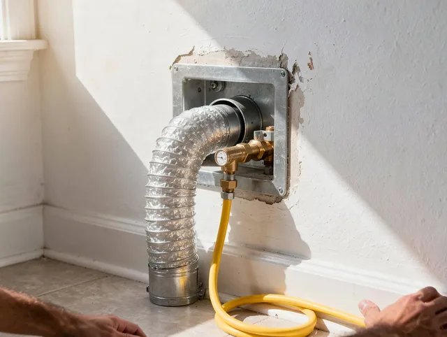 Seal Beach Dryer Vent Cleaning certified technician performing specialized gas dryer vent cleaning in Seal Beach